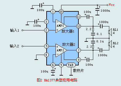 HA1377雙聲道典型應用電路