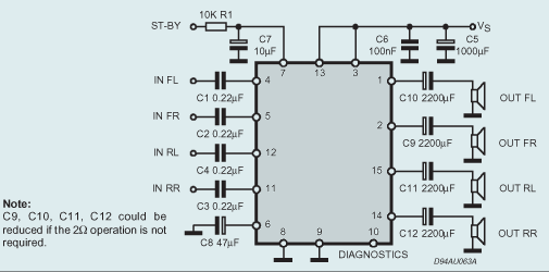 TDA7375典型應用電路