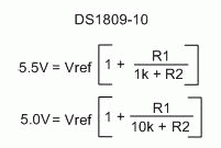  Equation 2. VOUT Calculation for 5.0V to 5.5V range.