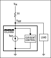 Figure 1. The shunt reference is connected in parallel with its load.