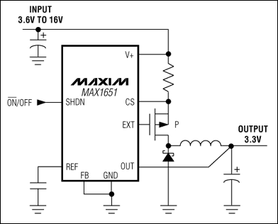 MAX1649，MAX1651：典型工作電路