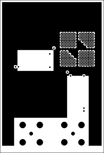 Figure 1-6. DS3151 Single-port, T3/E3 LIU VCC plane {layer three} layout—No VCC plane under the transformer or TXP, TXN, RXP, RXN.