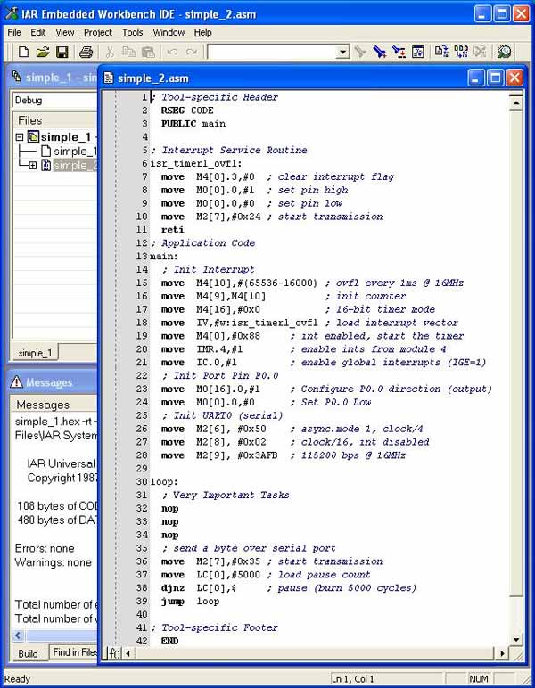 Figure 4. Example application code with interrupt.