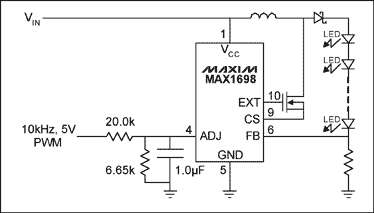 Figure 2. Replacing the EPOT of Figure 1 with an RC network reduces both the IC count and the required number of control lines.