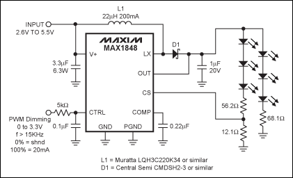 Figure 9. Integrated charge pump with two groups of LED current sources.