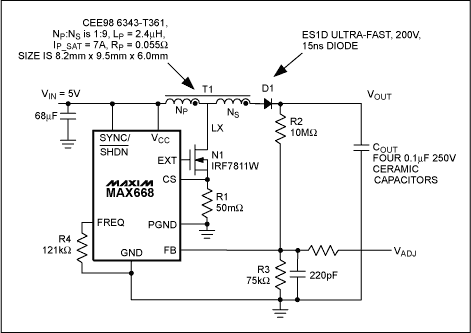 Figure 9. This circuit can be used to deliver higher power and higher output voltage.