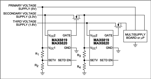 Figure 7. Sequencing three power supplies.