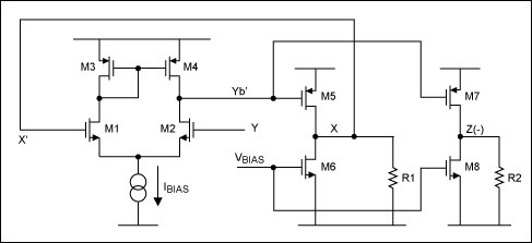 圖3. 采用無(wú)緩沖放大器的電流傳輸器(CCII+)