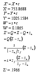 我們可計算出三維虛擬世界中的點（X、Y、Z、1.0）將變換到位置（X'、Y'、Z'、W'）