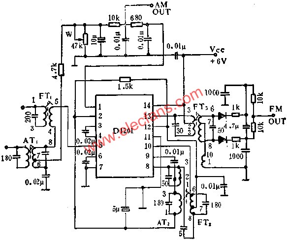 D1201調頻/調幅中頻放大電路的應用  www.1cnz.cn