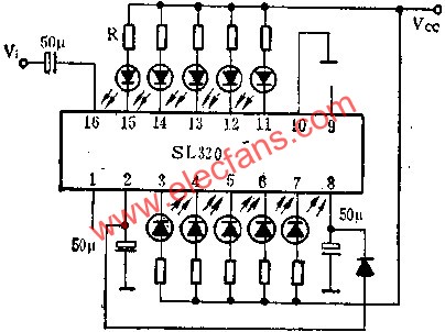 SL320雙路五位LED電平顯示驅(qū)動(dòng)電路的應(yīng)用  www.1cnz.cn