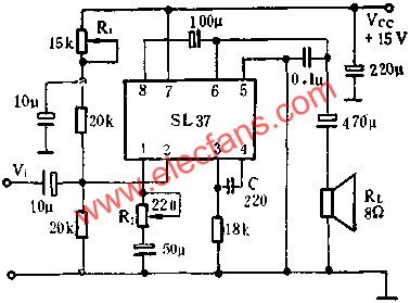 SL37音頻功率放大電路的應用  www.1cnz.cn