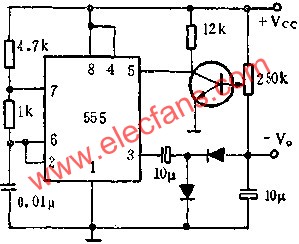 時基集成電路組成無變壓器負DC-DC變換電路圖  www.1cnz.cn