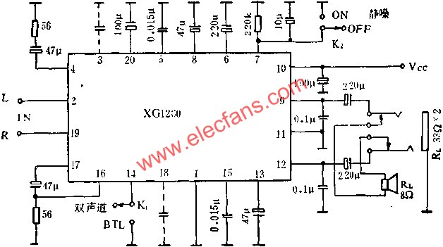 XG1260音頻功率放大電路應(yīng)用原理  www.1cnz.cn