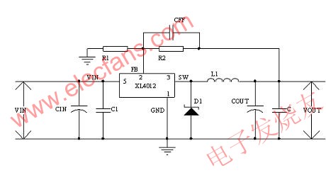 XL4005/4012實現(xiàn)BUCK功能示意圖 www.1cnz.cn