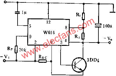 W616負電壓輸出應用線路圖  www.1cnz.cn