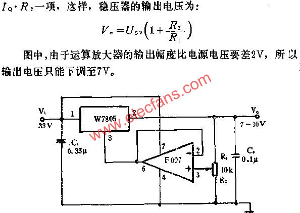 7~30V可調(diào)輸出電壓應用線路圖  www.1cnz.cn