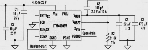 微型10A　POL模塊應(yīng)用電路 