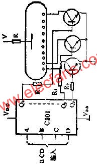 用C301驅動輝光數碼管顯示器的線路圖  www.1cnz.cn