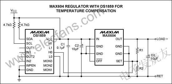 MAX604溫度補(bǔ)償電路 www.1cnz.cn