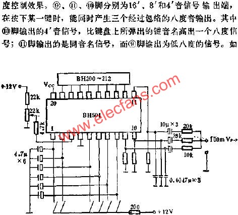 BH501鋼琴包絡門電路的應用電路圖  www.1cnz.cn