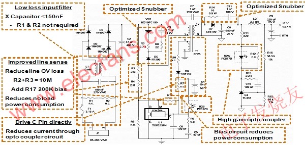 用Power Integrations的TOPSwitch-HX優化過的開關電源 www.1cnz.cn