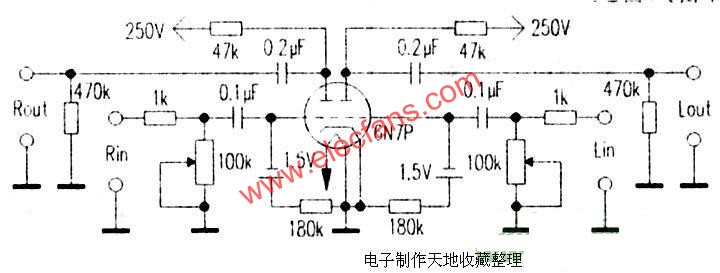 6N7P膽電路前級  www.1cnz.cn