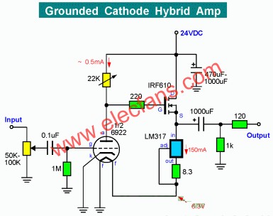 膽石混合耳機放大器電路圖  www.1cnz.cn