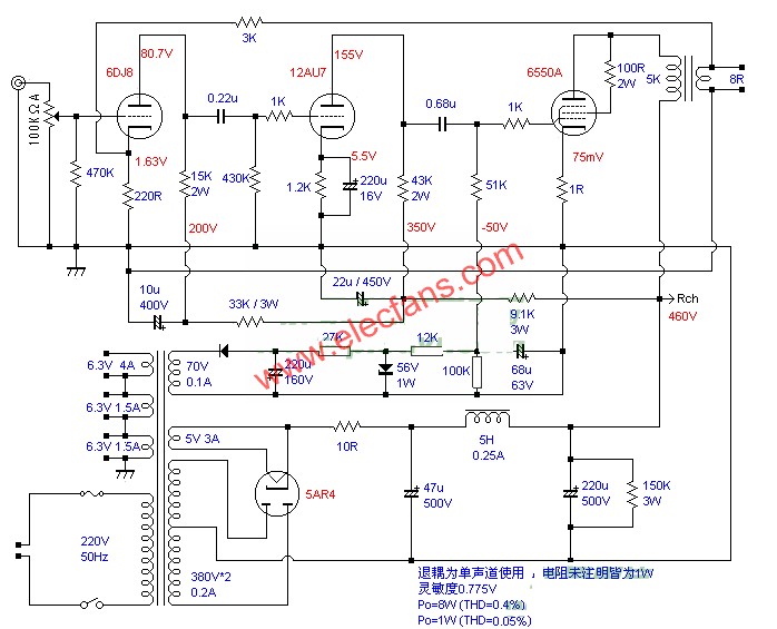 6550膽機電路圖(二) www.1cnz.cn