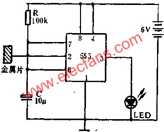 555電路組成自動控制燈電路圖 www.1cnz.cn