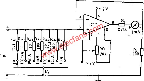 DC電流表電路圖  www.1cnz.cn