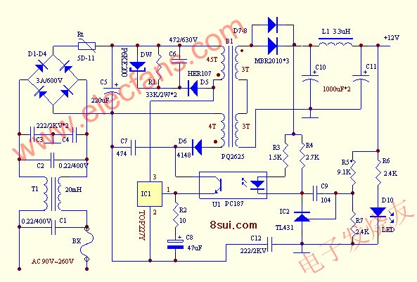 TOP系列電源制作原理圖 www.1cnz.cn