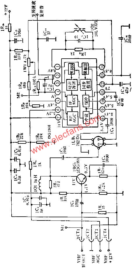 DC1366圖象中放集成電路的應用電路圖  www.1cnz.cn