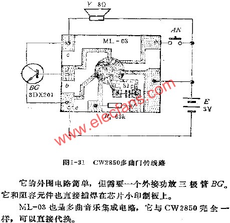 CW2850多曲門鈴線路 www.1cnz.cn