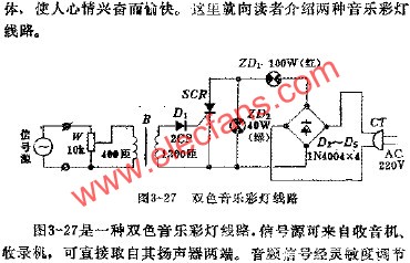 雙色音樂彩燈電路  www.1cnz.cn