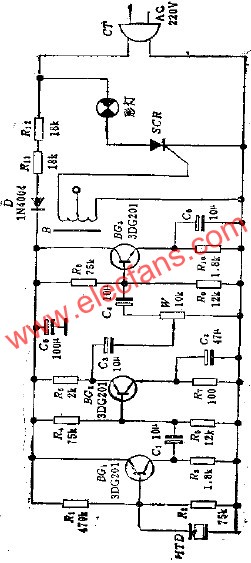 聲控式音樂彩燈電路  www.1cnz.cn