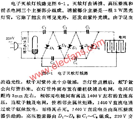 電子滅蚊燈電路  www.1cnz.cn