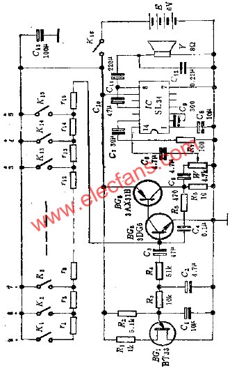 簡(jiǎn)易玩具電子琴電路  www.1cnz.cn