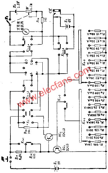 晶體管測試儀電路  www.1cnz.cn