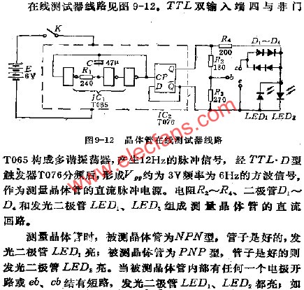 晶體管在線測試器電路  www.1cnz.cn