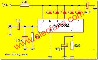 KA2284 LED電平指示電路圖  www.1cnz.cn