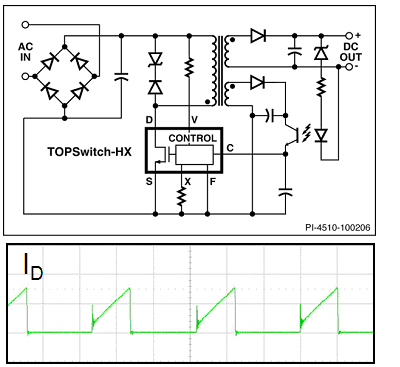 圖5:使用TOPSwitch-HX的標準反激式電路。（電子系統設計）