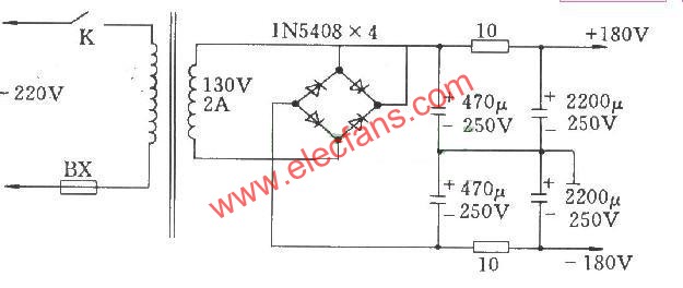 OTL電子管功放電源電路圖  www.1cnz.cn