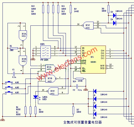 全集成電路制成的可預(yù)置的電子電位器  www.1cnz.cn