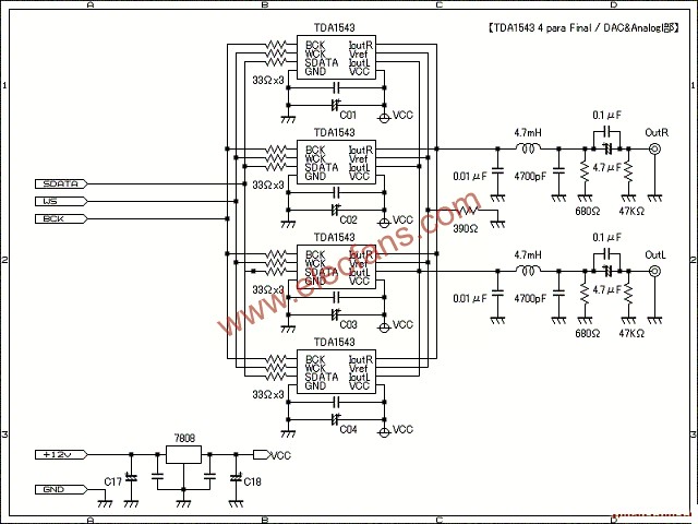 TDA1543數(shù)模變換器的特性   www.1cnz.cn