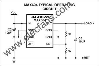 MAX604可調(diào)節(jié)輸出配置 www.1cnz.cn