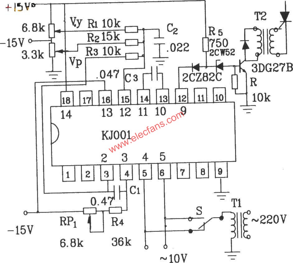 KJ001的典型應(yīng)用電路圖