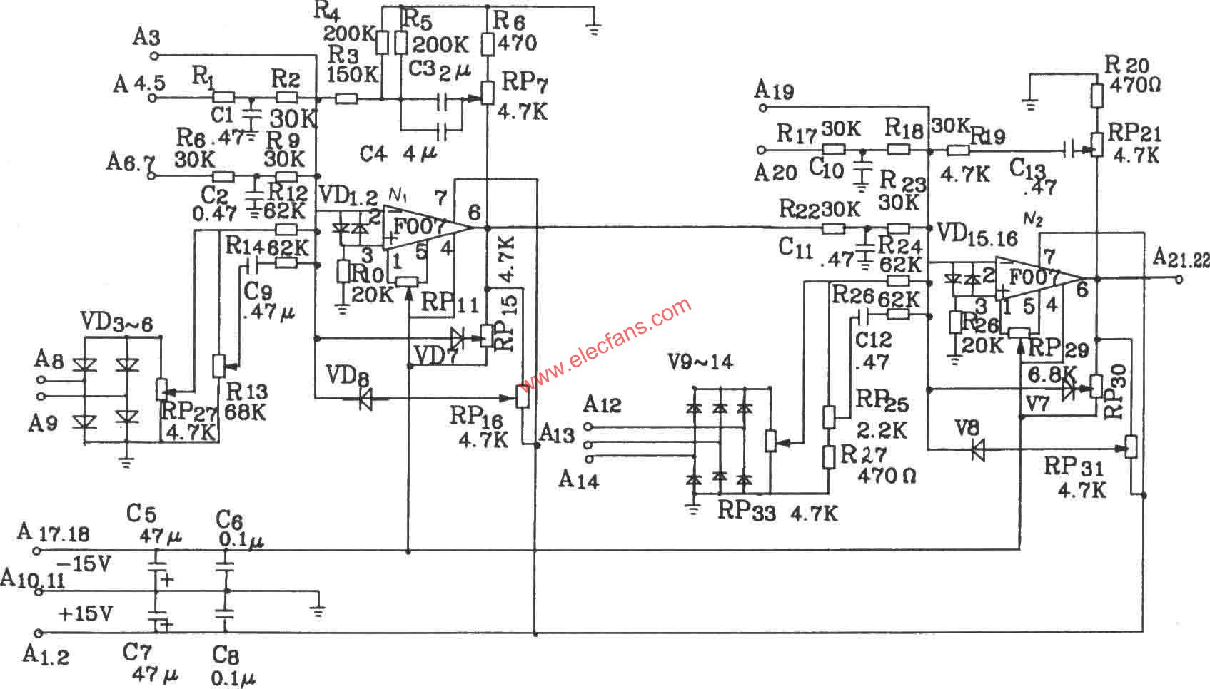 KJT1調節控制板電原理圖  www.1cnz.cn