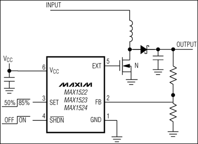 MAX1522、MAX1523、MAX1524：典型工作電路