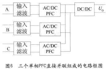 由三個單相PFC在輸出端直接并聯組成的方法